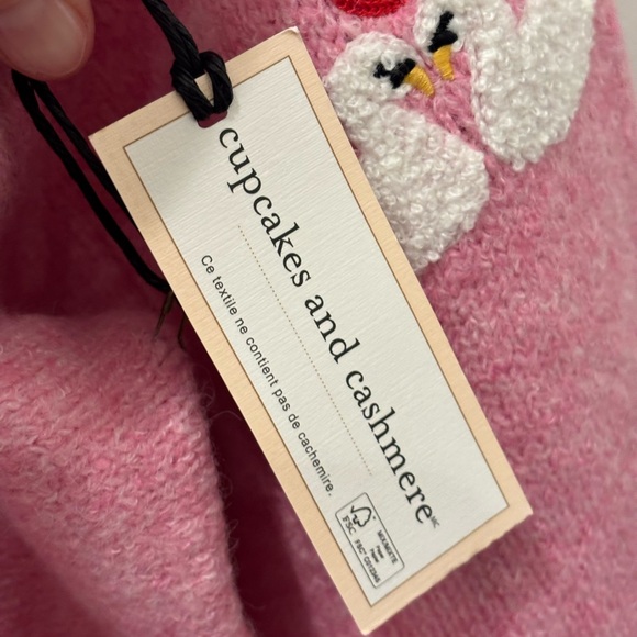 NWT Cupcakes & Cashmere Pink Swan Embroidered Sweater - S - Picture 5 of 8